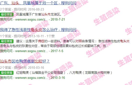 汕头男科性疾病 - 汕头龟头炎症状对照
